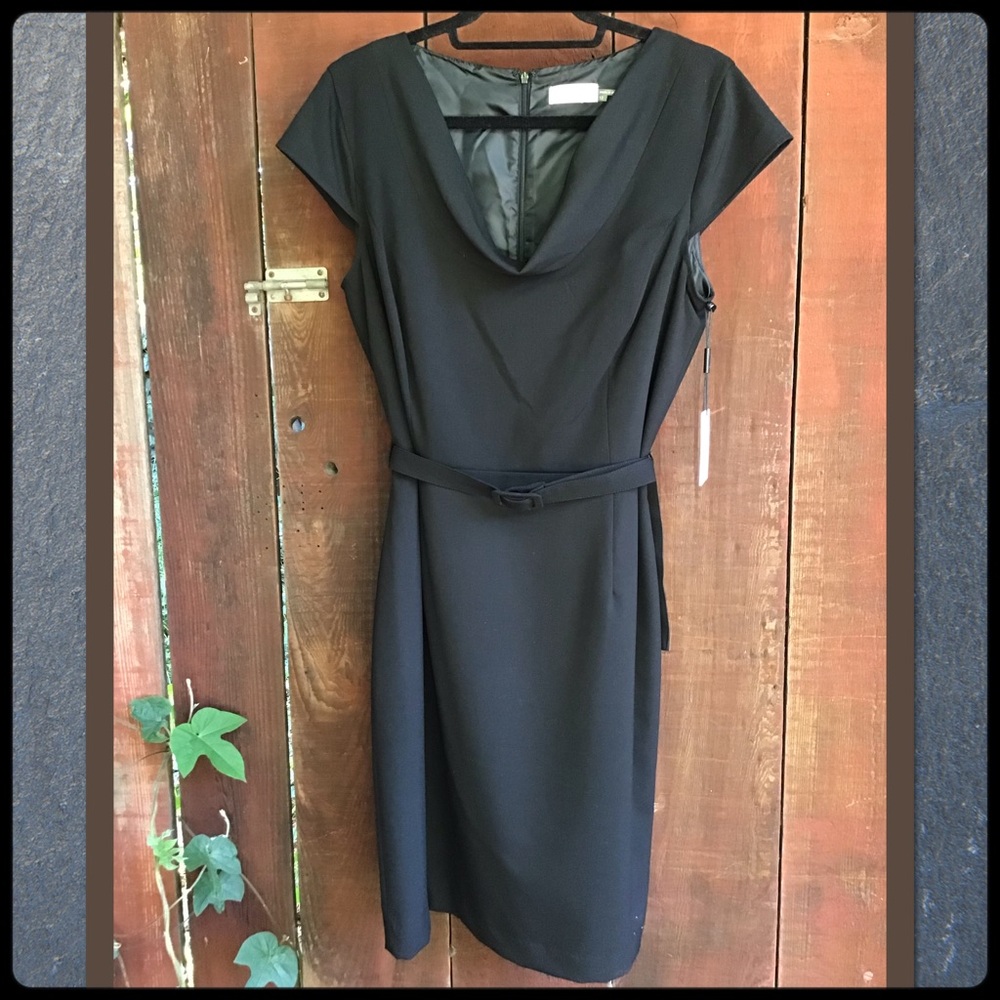 Calvin Klein black cap sleeve dress